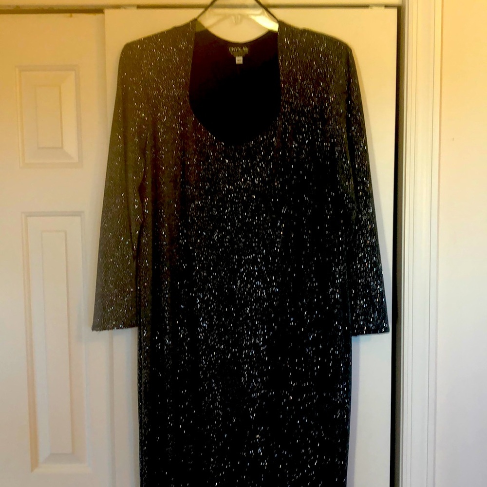 Black sparkling full length evening dress